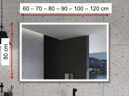 Miroir rectangulaire, éclairage frontal, couleur LED ajustable - LEIRIA