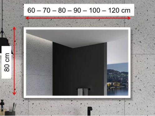 Miroir rectangulaire, clairage frontal, couleur LED ajustable - LEIRIA