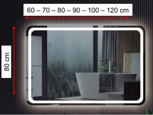 Lustro prostokÄ…tne, zaokrÄ…glony naroÅ¼nik, oÅ›wietlenie przednie - PORTALEGRE