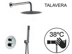 Douche encastrable, thermostatique et pommeau pluie de douche Ø 25 cm - TALAVERA CHROME