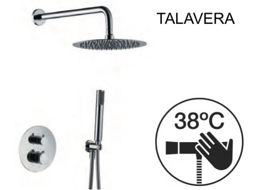 Built-in shower, thermostatic and rain shower head Ø 25 cm - TALAVERA CHROME
