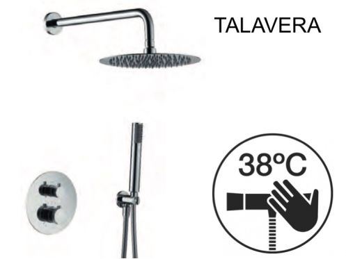 Indbygget brusebad, termostat og regnbrusehoved Ø 25 cm - TALAVERA CHROME