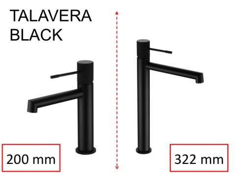 Robinet Lavabo design, melangeur, hauteur 200 et 322 mm - TALAVERA NOIR MAT