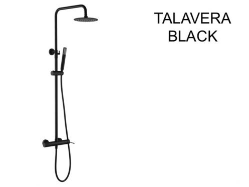Design Kolumna prysznicowa, Bateria mieszająca, Okrągła ø 20 cm - TALAVERA BLACK