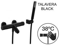 Badebatteri med bruser, termostat - TALAVERA BLACK