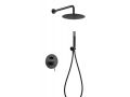 Douche encastrable, mlangeur, ciel de pluie rond  25 cm - TALAVERA NOIR MAT