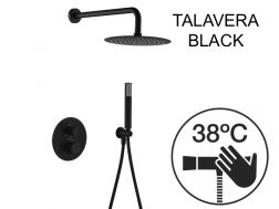 Ingebouwde douche, thermostatische en regendouchekop Ã˜ 25 cm - TALAVERA BLACK