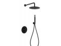 Douche encastrable, thermostatique et pommeau pluie de douche  25 cm - TALAVERA NOIR MAT