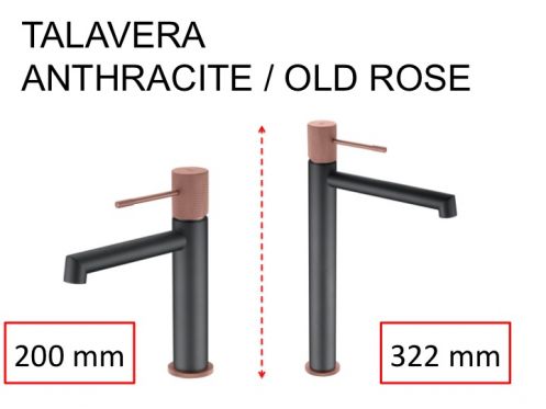 Design bateria umywalkowa, bateria, wys. 200 i 322 mm - TALAVERA ANTHRACITE / OLD ROSE