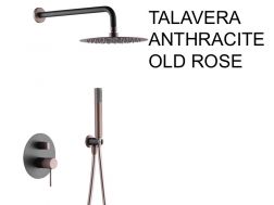 Wbudowany prysznic, bateria, okrÄ…gÅ‚a osÅ‚ona przeciwdeszczowa Ø 25 cm - TALAVERA ANTHRACITE / OLD ROSE