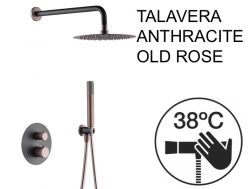 Ingebouwde douche, thermostatische en regendouchekop à 25 cm - TALAVERA ANTHRACITE / OLD ROSE