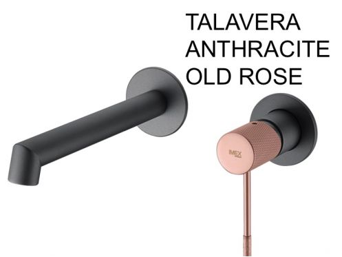 ForsÃ¦nket vÃ¦gmonteret vandhane, enkelt greb, lÃ¦ngde 194 mm - TALAVERA ANTHRACITE / OLD ROSE 