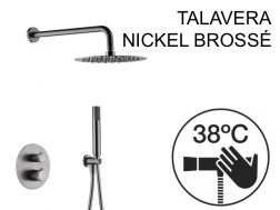 Douche encastrable, thermostatique et pommeau pluie de douche Ø 25 cm - TALAVERA NICKEL BROSSÉ 