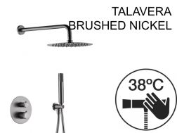 Ingebouwde douche, thermostatische en regendouchekop à 25 cm - TALAVERA BRUSHED NICKEL