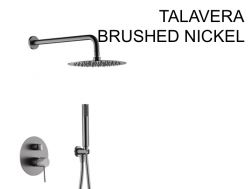 Indbygget brusebad, mixer, rundt regndæksel Ø 25 cm - TALAVERA BRUSHED NICKEL