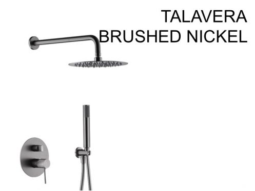Inbouwdouche, mengkraan, ronde regenhoes Ã˜ 25 cm - TALAVERA BRUSHED NICKEL 