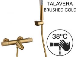 Badebatteri med bruser, termostat - TALAVERA BRUSHED GOLD