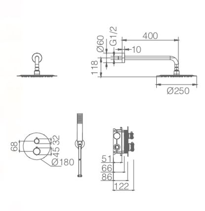 Hansa Home - Mitigeur thermostatique encastré de douche, chrome 88609045