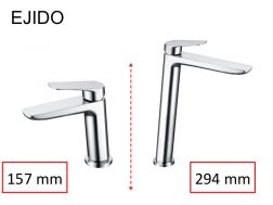 Robinet Lavabo design, melangeur, hauteur 157 et 294 mm - EJIDO CHROME