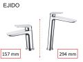 Design bateria umywalkowa, bateria, wys. 157 i 294 mm - EJIDO BLACK
