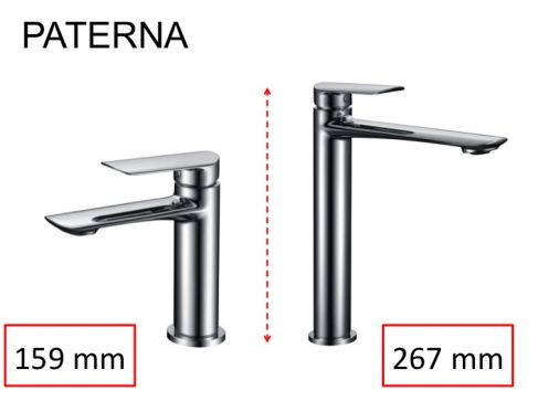 Design wastafelkraan, mengkraan, hoogte 159 en 267 mm - PATERNA CHROME
