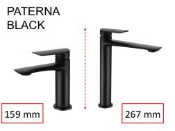 Robinet Lavabo design, melangeur, hauteur 159 et 267 mm - PATERNA BLACK
