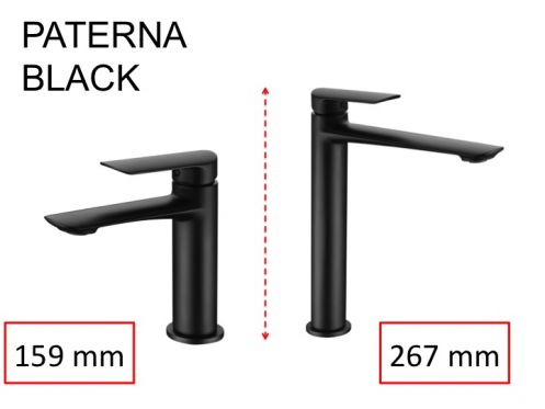 Design håndvaskarmatur, armatur, højde 159 og 267 mm - PATERNA BLACK