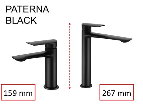 Design wastafelkraan, mengkraan, hoogte 159 en 267 mm - PATERNA BLACK