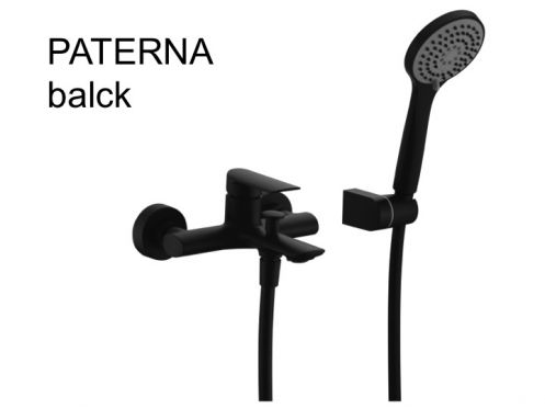 Badebatteri med bruser, termostat - PATERNA BLACK