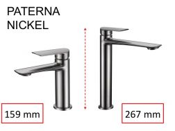 Robinet Lavabo design, melangeur, hauteur 159 et 267 mm - PATERNA nickel brossé