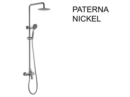 Design Shower column, Mixer Tap, Round ø 20 cm - PATERNA NICKEL BROSSÉ