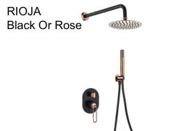 Douche encastrable, mélangeur, ciel de pluie rond Ø 25 cm - RIOJA BLACK OR ROSE