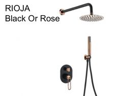 Inbouwdouche, mengkraan, ronde regenhoes Ø 25 cm - RIOJA BLACK OR ROSE