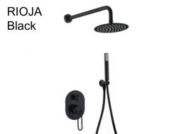 Douche encastrable, mélangeur, ciel de pluie rond Ø 25 cm - RIOJA BLACK