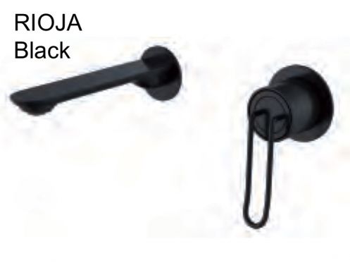 Skjult vÃ¦gmonteret blandebatteri, 200 mm lang - RIOJA BLACK