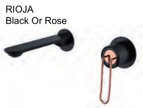 Robinet mural encastr, mitigeur, longueur 200 mm - RIOJA BLACK OR ROSE