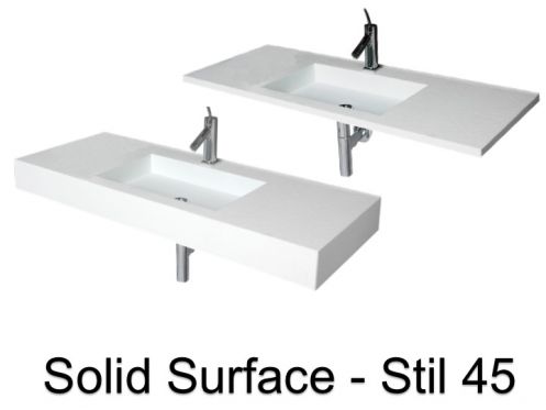 Plan vasque design, 120 x 50 cm, en r�sine min�rale Solid-Surface - STIL 45
