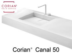 Plan vasque, caniveau 50 x 120 cm, en Corian® - CANAL 50