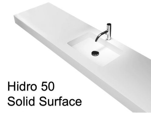 Plan vasque design, 100 x 50 cm, en rsine minrale Solid-Surface - HIDRO 50