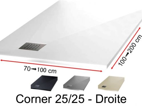 Receveur de douche avec une vacuation en angle  droite - CORNER Droite 120