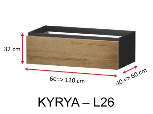 Un Tiroir, hauteur 32 cm, meuble sous vasque - KYRYA L26