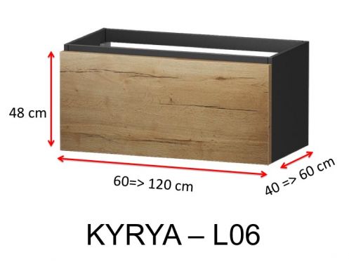 Un Tiroir, hauteur 48 cm, meuble sous vasque - KYRYA L06