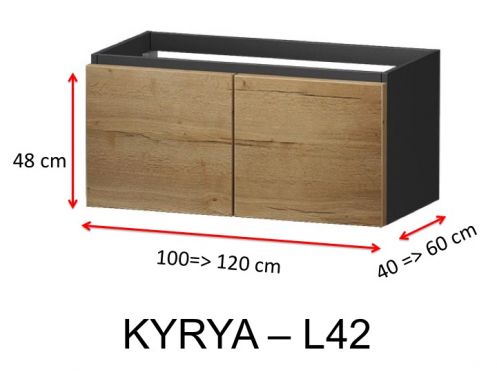 Deux tiroirs dont un symtrique, hauteur 48 cm, meuble sous vasque - KYRYA L42