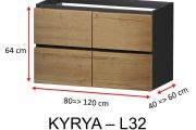 Quatre tiroirs symétriques, pour vasque centrée, hauteur 64 cm - KYRYA L32