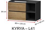 Deux tiroirs et deux niches avec étagère, hauteur 64 cm, meuble sous vasque - KYRYA L41