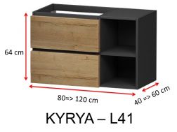 Deux tiroirs et deux niches avec étagère, hauteur 64 cm, meuble sous vasque - KYRYA L41