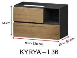Deux tiroirs et une niche supérieur, hauteur 64 cm, meuble sous vasque - KYRYA L36