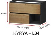 Deux tiroirs et une niche inférieure, hauteur 64 cm, meuble sous vasque - KYRYA L34