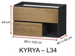 Deux tiroirs et une niche inférieure, hauteur 64 cm, meuble sous vasque - KYRYA L34