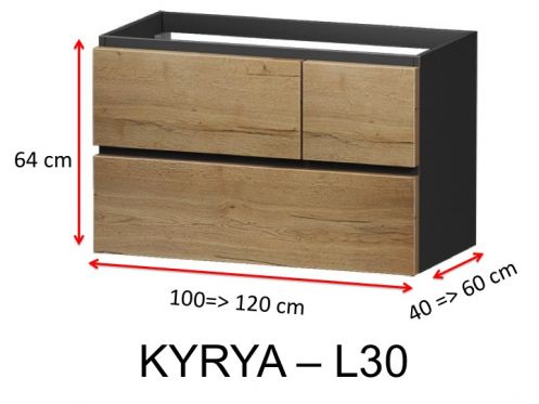 Trois tiroirs : 2 suprieur et un infrieur, hauteur 64 cm, meuble sous vasque - KYRYA L30